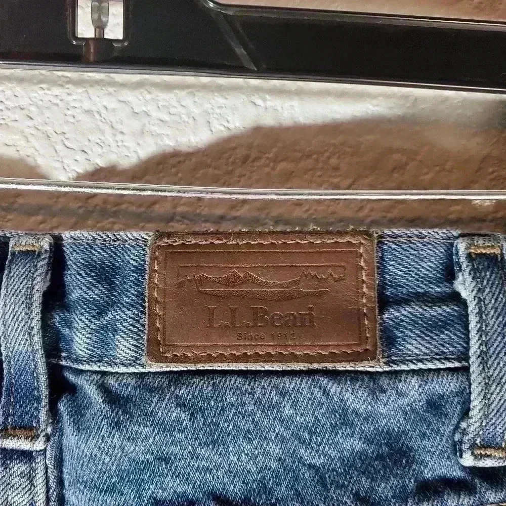 LL Bean Comfort Waist Flannel Blue Jeans Sz 36x29